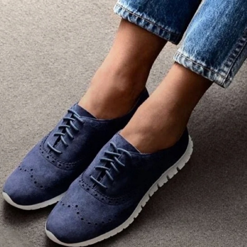 Cole Haan ZeroGrand Navy Wingtip Women's Oxford Sneakers Size 9.5